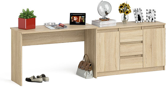 Мори Стол письменный МСП1200.1 + Комод МК1200.3, цвет дуб сонома, ШхГхВ 240,8х50х76,6 см., универсальная сборка