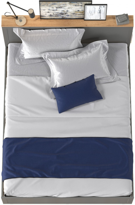 Остин 11.53 Кровать БЕЗ ортопеда, цвет серый графит/дуб крафт золотой, ШхГхВ 164,6х217,2х99,3 см., сп. м. 1600х2000 мм, б/м, б/о