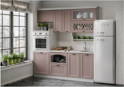 Кухня МДФ 2000 Милано Компоновка №3 (Шарли пинк)