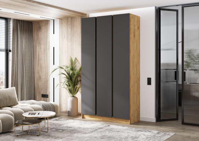 Келвин Шкаф 3-х створчатый (1200) (Графит, Графит)