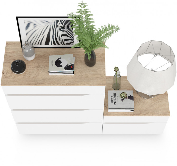 Муссон 13.97 Комод + 16.03 Тумба, белый/дуб эндгрейн элегантный