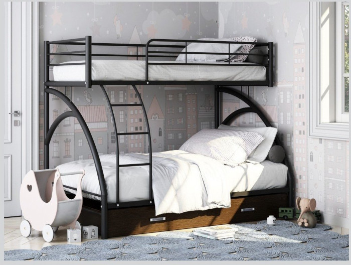 Двухъярусная кровать Виньола-2Я (с укороченной лестницей) (Слоновая кость)