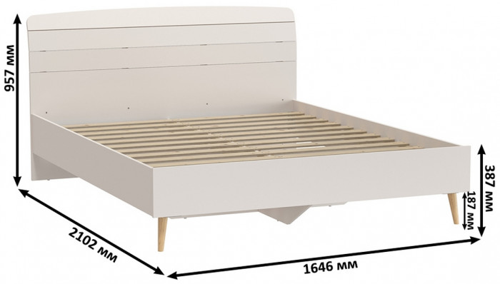 Афина Спальня 35-1600, цвет кашемир серый, сп.м. 1600х2000 мм., б/м, основание есть - фанера