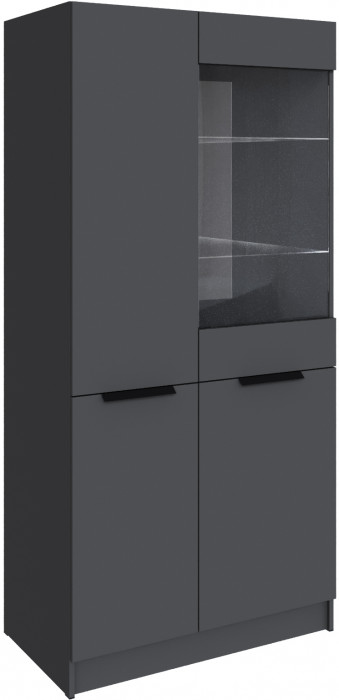 Шкаф Мадрид (0,9) с 1 витриной, Графит серый