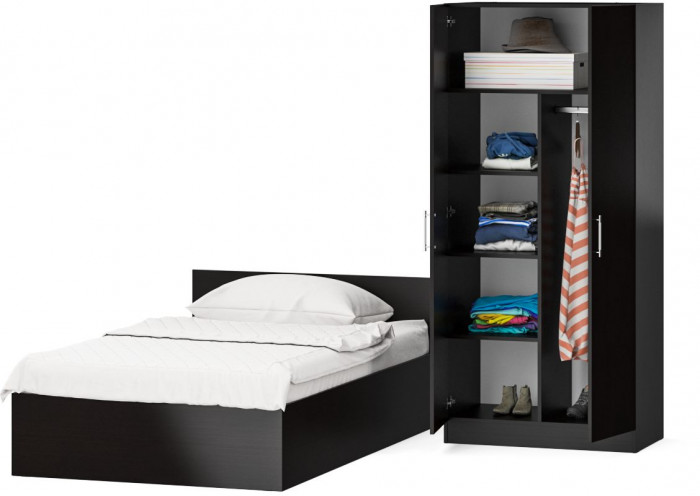 Кровать 1200 + Шкаф 2-х створчатый Стандарт, венге