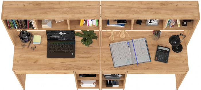 Стол компьютерный Комфорт 12.77F + Стол компьютерный Комфорт 12.77F, цвет дуб крафт золотой, ШхГхВ 200х49,8х147 см., универсальная сборка