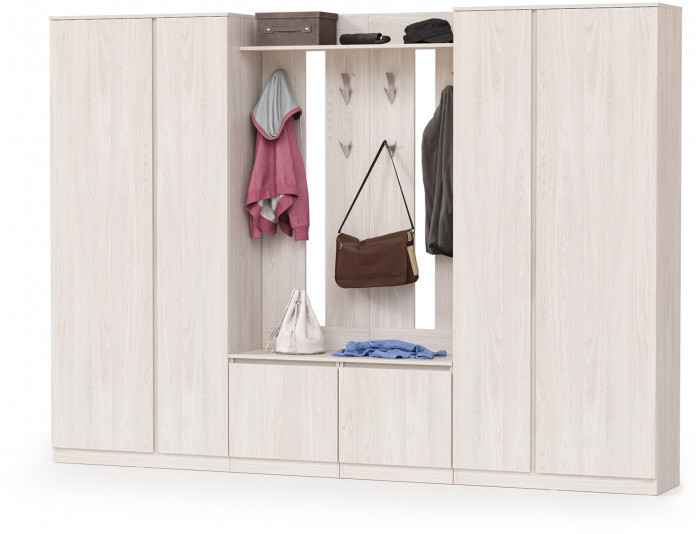 КР100 Ника прихожая № 15, цвет ясень анкор светлый, ШхГхВ 291,2х38,3х207,9 см., универсальная сборка