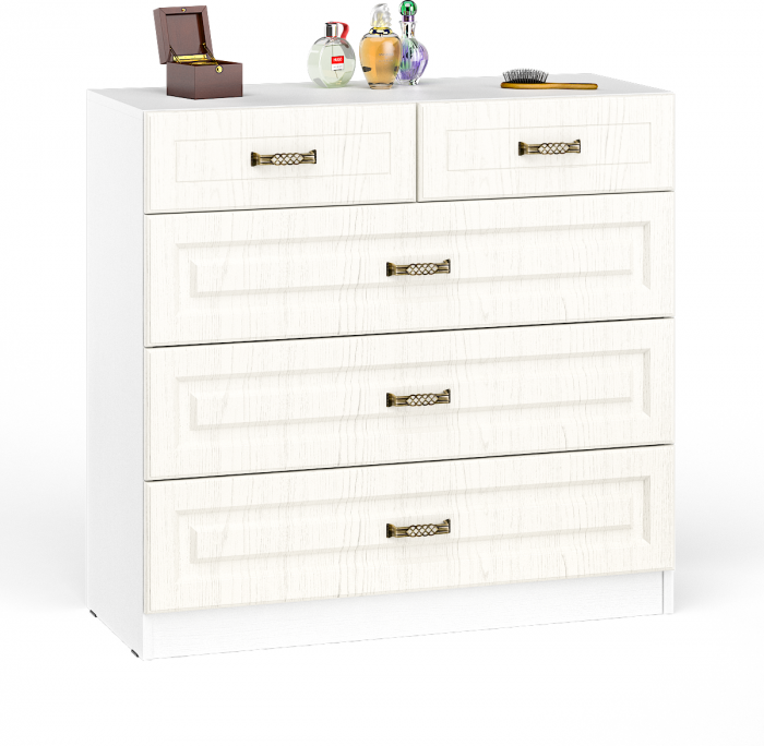 Ливерпуль Комод 10.103 + Полка 10.118 с зеркалом, цвет ясень ваниль/белый, ШхГхВ 100,1х41,3х165,3 см.