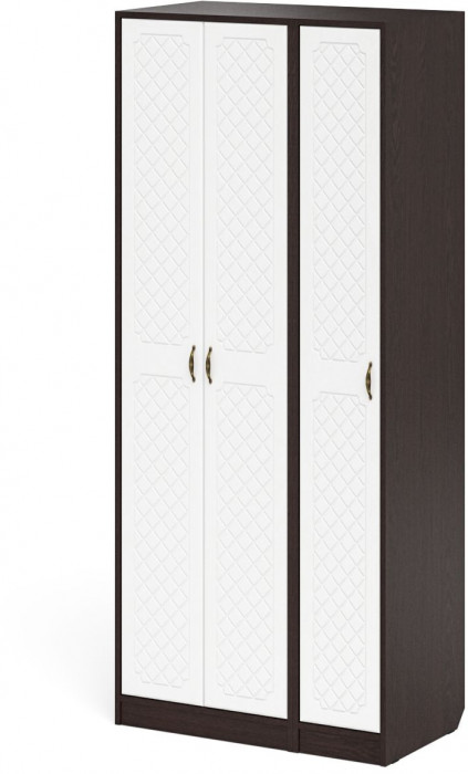 Прихожая П-6-500 Шкаф + Пенал, венге/фасады МДФ белое дерево фрезеровка ромб