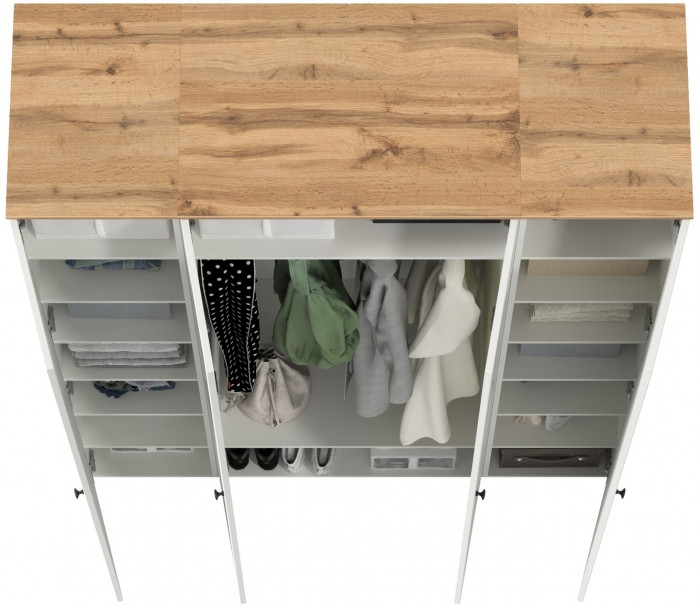 Остин Набор шкафов 02, цвет белый шагрень/дуб крафт золотой, ШхГхВ 160х54,3х229,6 см., универсальная сборка