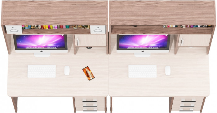 компьютерный стол С-МД-СК9+компьютерный стол С-МД-СК9, ясень шимо светлый/ясень шимо тёмный