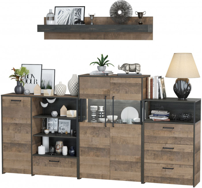 Трувор Гостиная 010, дуб гранж песочный/интра