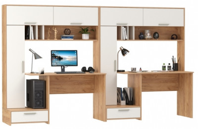 Лайт письменный стол 03.243Н + Лайт письменный стол 03.243Н, дуб крафт золотой/белый премиум