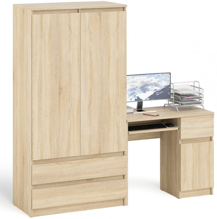 Мори компьютерный стол МС-1 правый + Шкаф МШ900.1, дуб сонома