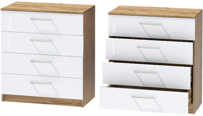 Комод №1 "Иннэс-7", Крафт золотой/Белый глянец