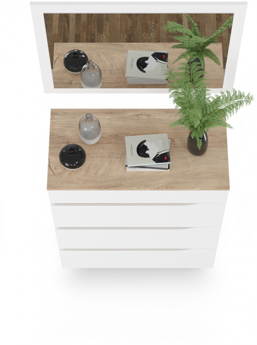 Муссон 13.97 Комод + Зеркало СВК, белый/дуб эндгрейн элегантный