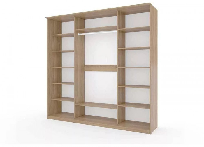 Шкаф купе Модерн 2362х600 4-х дверный 3-х секционный зеркальный с пескоструем №2 ясень