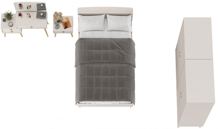 Афина Спальня 36-1200, цвет кашемир серый, сп.м. 1200х2000 мм., б/м, основание есть - фанера