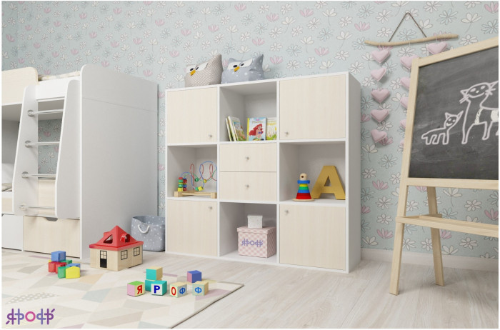 Стеллаж Джери (Ясень Анкор Темный/Дуб молочный)