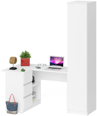 Мори Стол компьютерный МС-16 левый + Пенал МШ400.1, цвет белый, ШхГхВ 164,8х84,9х209,6 см., выдвижные ящики слева, НЕ универсальная сборка