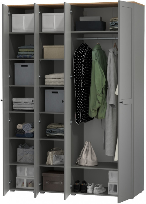 Остин Набор шкафов 02, цвет серый графит/дуб крафт золотой, ШхГхВ 160х54,3х229,6 см., универсальная сборка