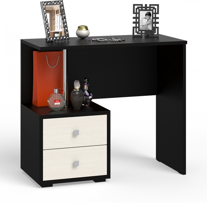 Камелия спальня № 14 Кровать с ящиками 900 + Стол косметический + Зеркало + Комод, венге/дуб лоредо