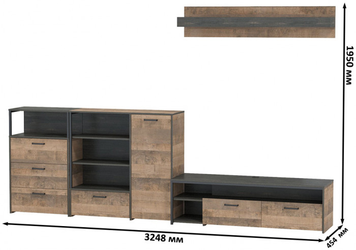 Трувор Гостиная 012, дуб гранж песочный/интра