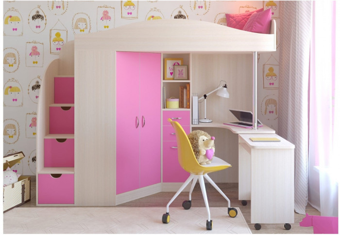 Кровать-чердак Юниор 4 (Венге/Ясень Анкор темный)