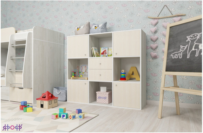 Стеллаж Джери (Винтерберг/Дуб молочный)