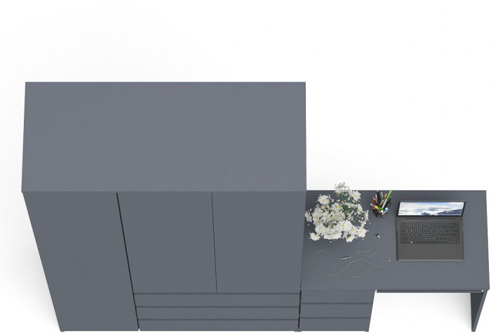 Мори Стол компьютерный МС-6 левый + Шкаф МШ1200.1, цвет графит, ШхГхВ 210,4х50,4х209,6 см., выдвижные ящики слева, НЕ универсальная сборка