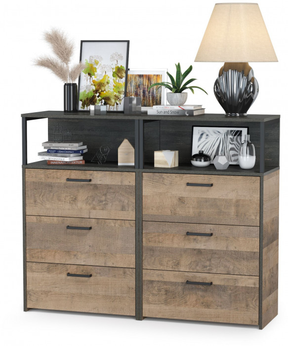 Трувор 13.307.02 Комод с ящиками + 13.307.02 Комод с ящиками, цвет дуб гранж песочный/интра, ШхГхВ 132х37х106,9 см.