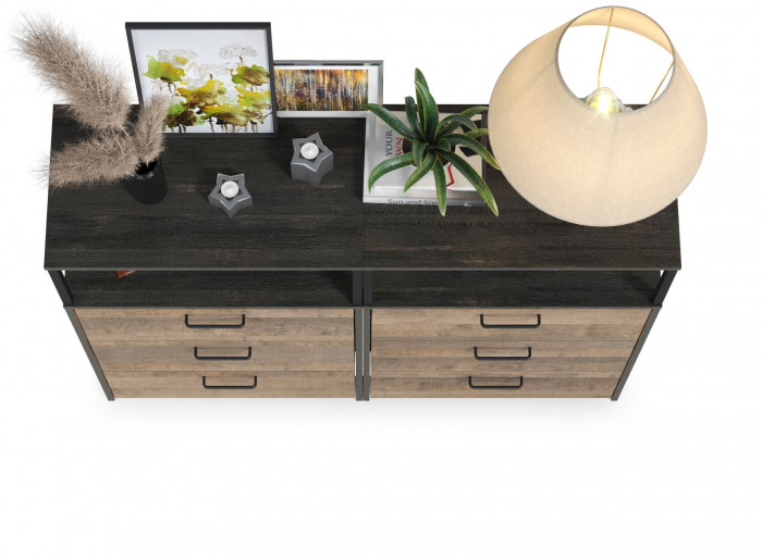 Трувор 13.307.02 Комод с ящиками + 13.307.02 Комод с ящиками, цвет дуб гранж песочный/интра, ШхГхВ 132х37х106,9 см.