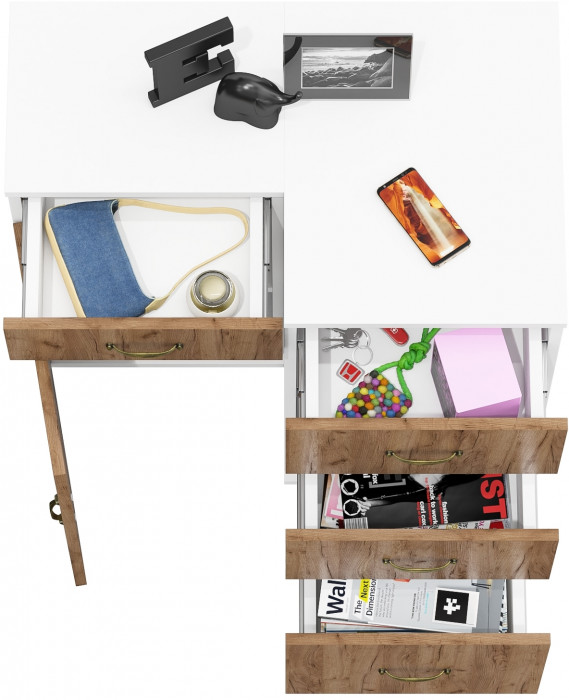 Лидер-8 Тумба МД 3.16 + Тумба МД 3.19, цвет белый шагрень/крафт золото, ШхГхВ 80х50х75 см., универсальная сборка