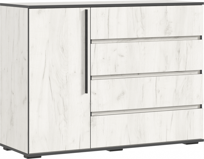 Норд Комод 1 дверь 4 ящика (1200), крафт белый