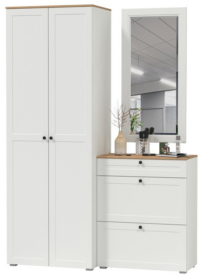 Остин Прихожая 16, белый шагрень/дуб крафт золотой