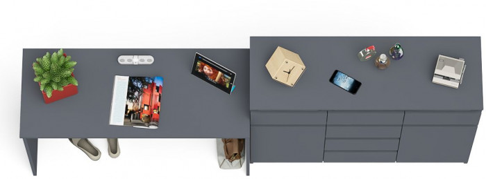 Мори Стол письменный МСП1200.1 + Комод МК1200.4, цвет графит, ШхГхВ 240,8х50х94 см., универсальная сборка