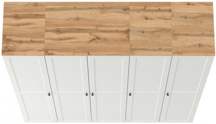 Остин Набор шкафов 03, цвет белый шагрень/дуб крафт золотой, ШхГхВ 200х54,3х229,6 см., универсальная сборка