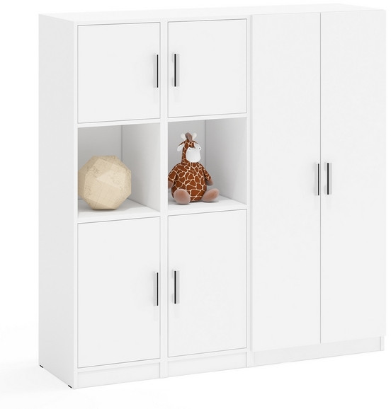 Шкаф С-МД-СК9Ш+Пенал С-МД-СК9П+Пенал С-МД-СК9П, белый шагрень