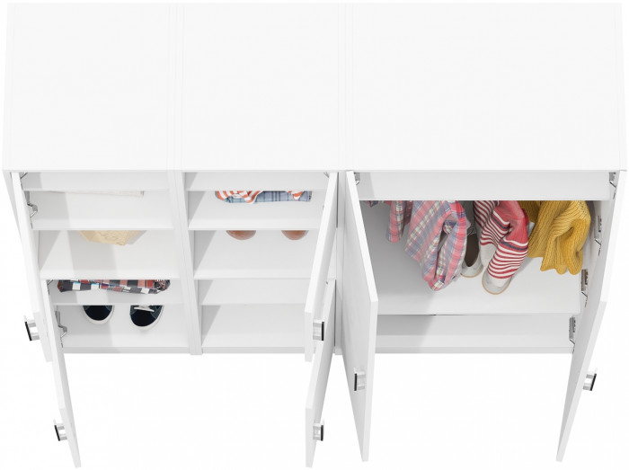 Шкаф С-МД-СК9Ш+Пенал С-МД-СК9П+Пенал С-МД-СК9П, белый шагрень