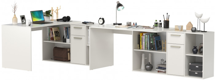 Лайт письменный стол 03.245F + 03.245F, белый шагрень