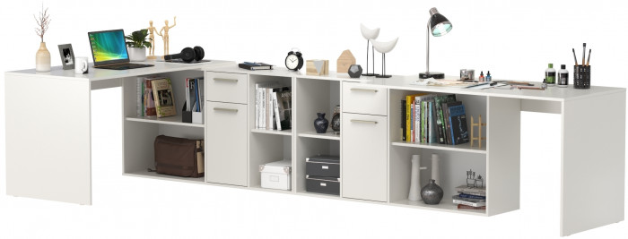 Лайт письменный стол 03.245F + 03.245F, белый шагрень