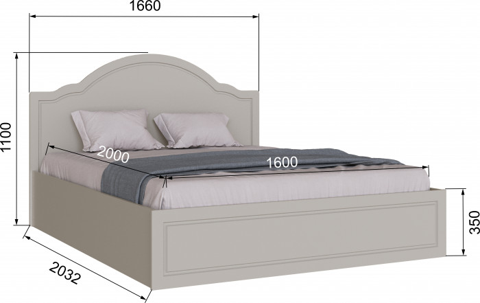 Кровать 1,6 с подъемным основанием Апполия, Кашемир/Сантьяго софт