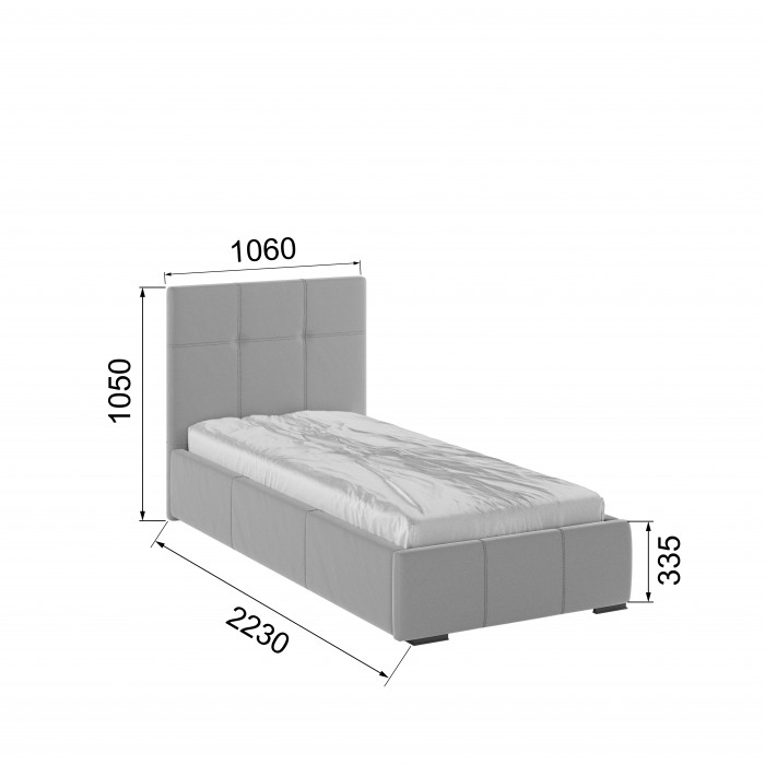 Рио Кровать интерьерная 900 светло-серый квадрат, ПМ