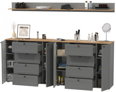 Остин Прихожая 69, цвет серый графит/дуб крафт золотой, ШхГхВ 240х41,9х160 см.