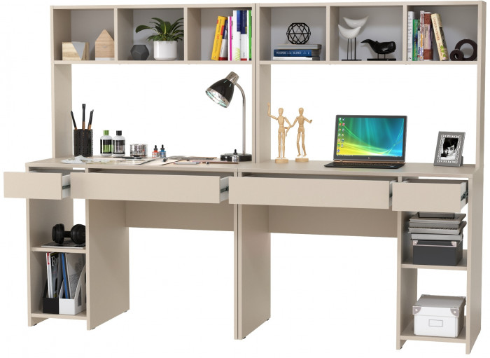 Стол компьютерный Комфорт 12.77F + Стол компьютерный Комфорт 12.77F, цвет сатин, ШхГхВ 200х49,8х147 см., универсальная сборка