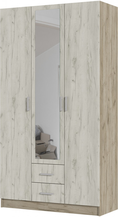 ГАРМОНИЯ ШК 601 М шкаф 3х створчатый (1,2х2,2х0,5) дуб крафт белый/дуб крафт серый