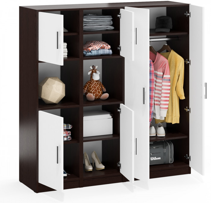 Шкаф С-МД-СК9Ш+Пенал С-МД-СК9П+Пенал С-МД-СК9П, венге/белый шагрень