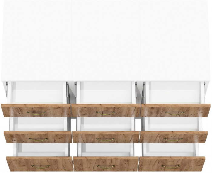 Лидер-8 Тумба МД 3.16 3 шт., белый шагрень/крафт золото