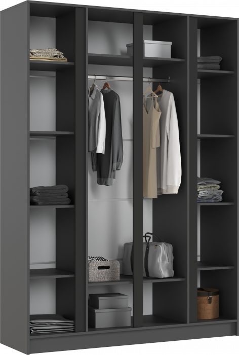 Келвин Шкаф 4-х створчатый (1600) (Графит, Графит)