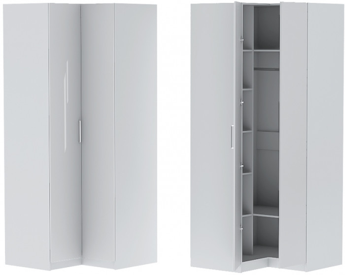 Шкаф угловой "Иннэс-7" - Белый/Белый глянец